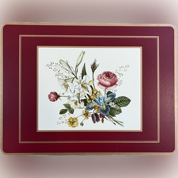 Vtg PIMPERNEL “5 Floral Spray” Set of 4 Traditional Cork-Backed Place Mats. - Picture 2 of 11